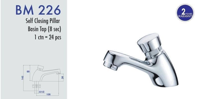 Self Closing Pillar Basin tap