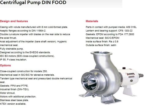 Centrifugal Pump DIN Food