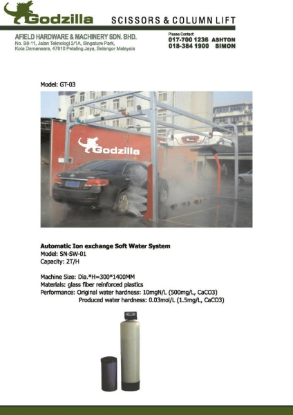 Automatic Ion Exchange Soft Water System - afield GT M7 g Afield Godzilla Car Wash Machine Malaysia, Petaling Jaya (PJ), Selangor. Supplier, Suppliers, Supply, Supplies | Afield Hardware & Machinery Sdn Bhd