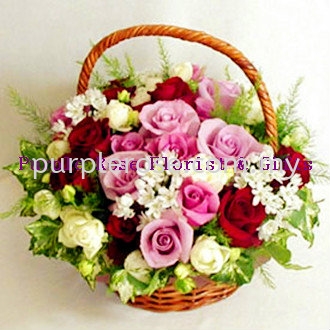 Flowers Basket Set 04(SGD48) Flower Basket Johor Bahru (JB), Malaysia, Singapore Supply, Supplier, Delivery | Purple Rose Florist & Gifts