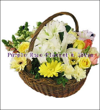 Flowers Basket Set 11(SGD60) Flower Basket Johor Bahru (JB), Malaysia, Singapore Supply, Supplier, Delivery | Purple Rose Florist & Gifts