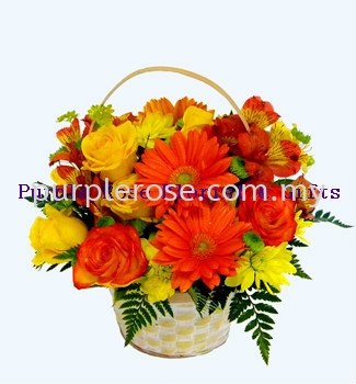 Flowers Basket Set 27(SGD48) Flower Basket Johor Bahru (JB), Malaysia, Singapore Supply, Supplier, Delivery | Purple Rose Florist & Gifts