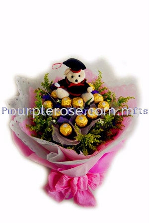 Graduation Bouquet Set 23(SGD52) Graduation Bouquet Johor Bahru (JB), Malaysia, Singapore Supply, Supplier, Delivery | Purple Rose Florist & Gifts