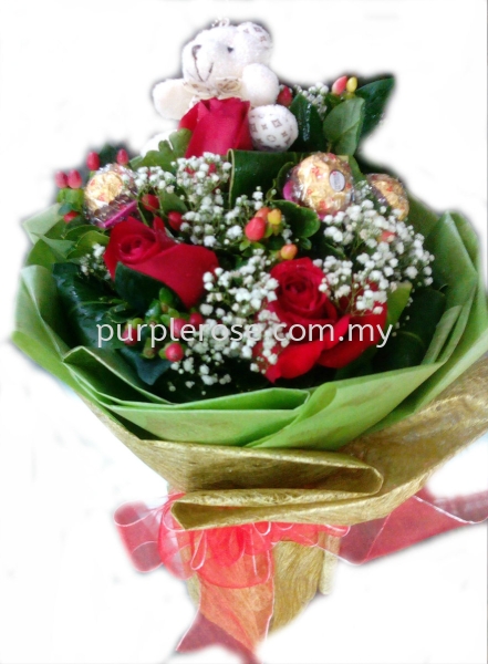 Rocher Bouquet04-You're Adorable(SGD52)  Rocher/Toy Bouquet Johor Bahru (JB), Malaysia, Singapore Supply, Supplier, Delivery | Purple Rose Florist & Gifts