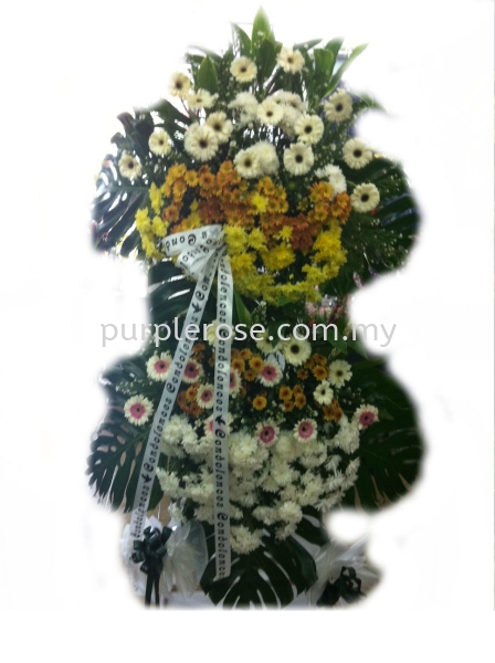 Condolence Sympathy Stand34-Treasured Memories(SGD120) Sympathy Johor Bahru (JB), Malaysia, Singapore Supply, Supplier, Delivery | Purple Rose Florist & Gifts