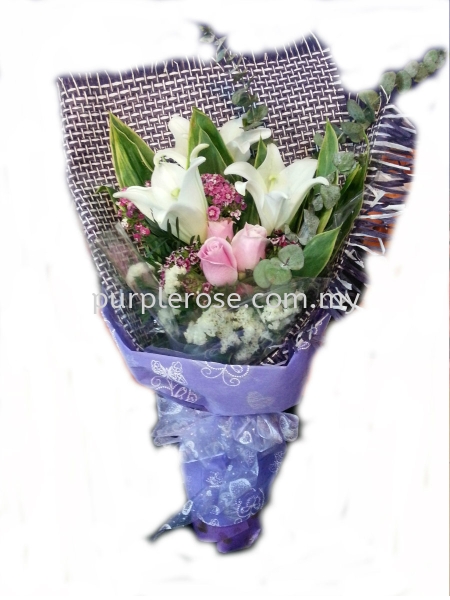 Lillies/Tulips bouquet 10(SGD76) Lillies/Tulips Johor Bahru (JB), Malaysia, Singapore Supply, Supplier, Delivery | Purple Rose Florist & Gifts