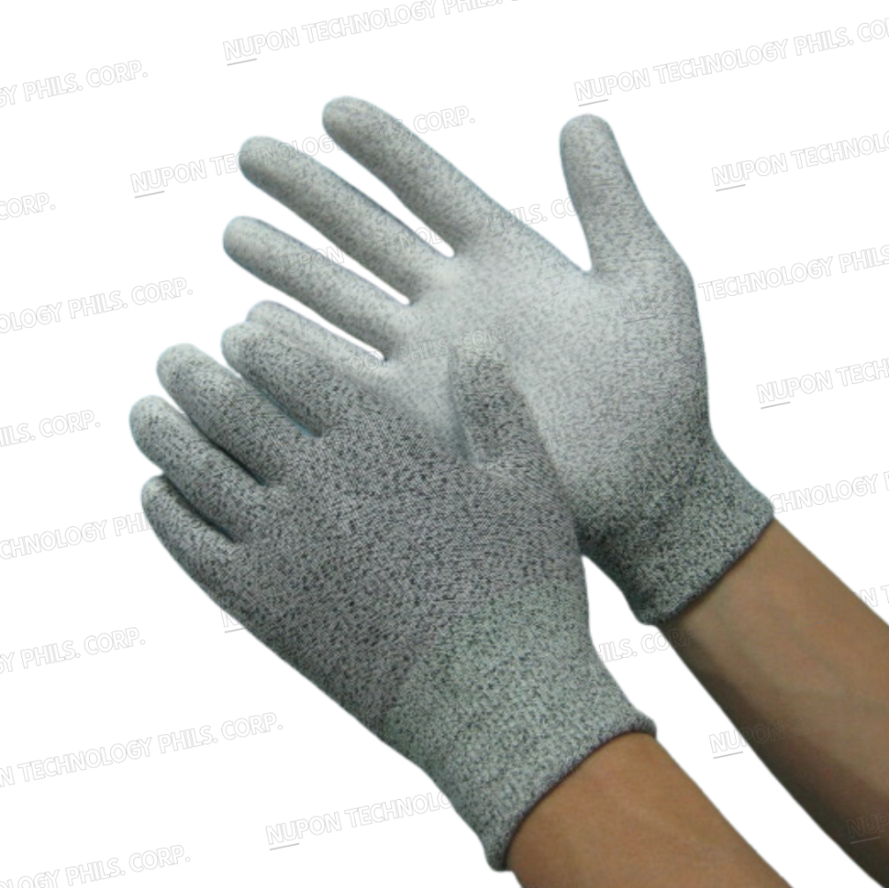 Grey Cut Resistant White Palm Coated Gloves