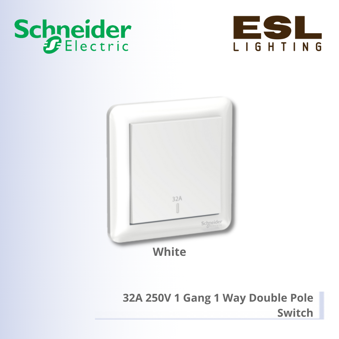 SCHNEIDER Affle Plus 32A 250V 1 Gang 1 Way Double Pole Switch - A3G31D32N_WE_G11