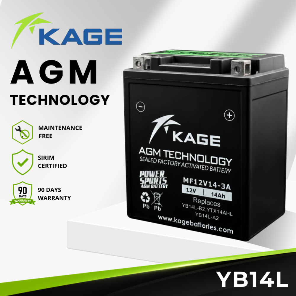 YB14L-BS KAGE - BATERI CB1100F/CX650/KZ1000/ZX750 F/VN700A/CBX750P/Old Vulcan/Gilera 60/GSX 1100 KATANA