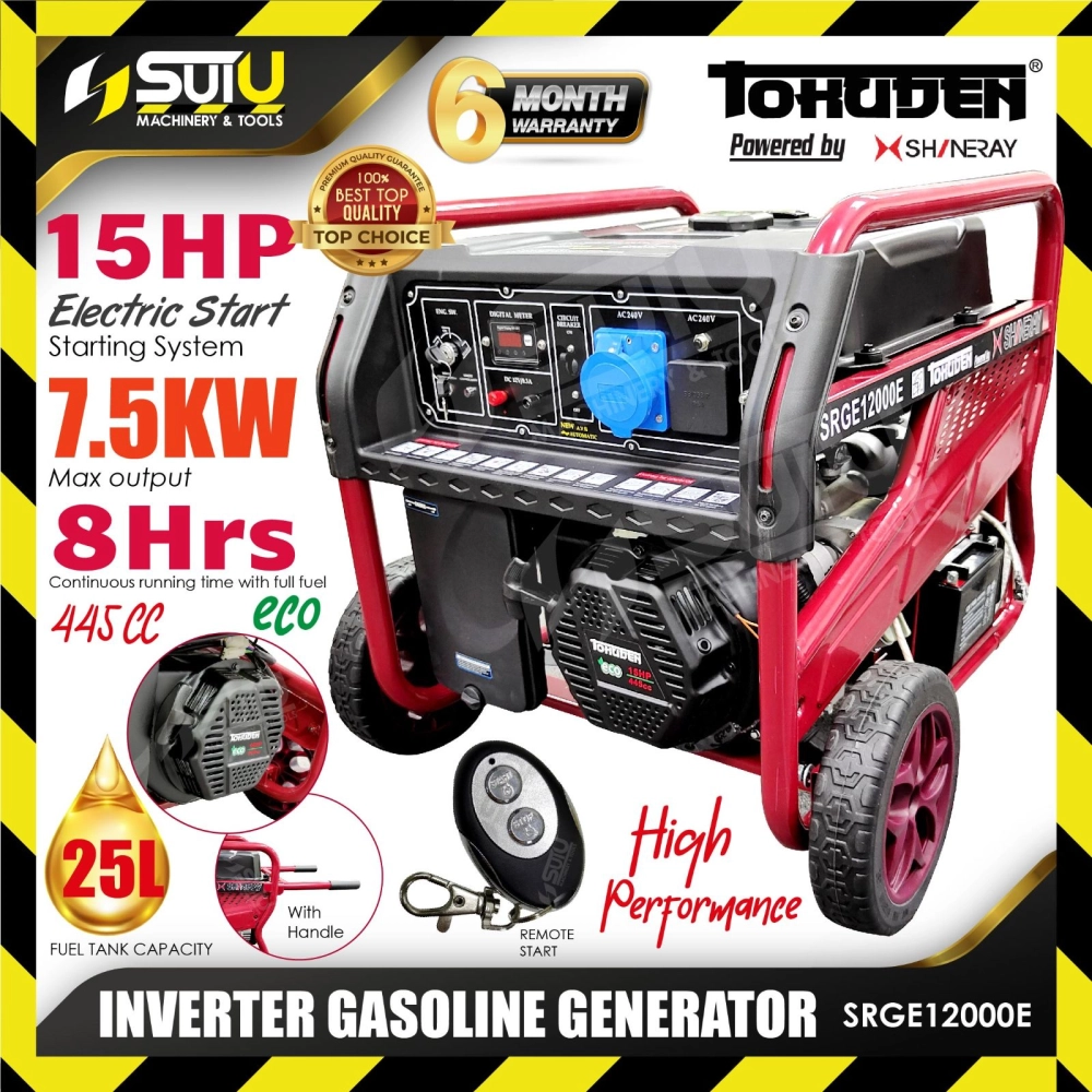 TOKUDEN SRGE12000E 15HP Inverter Gasoline Generator / Penjana 7.5kW