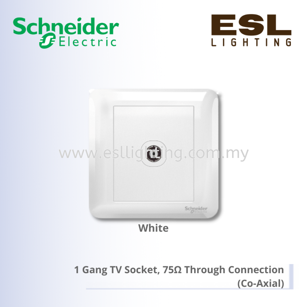 SCHNEIDER Affle Plus 1 Gang TV Socket, 75Ω Through Connection (Co-Axial) - A3G31TV_WE