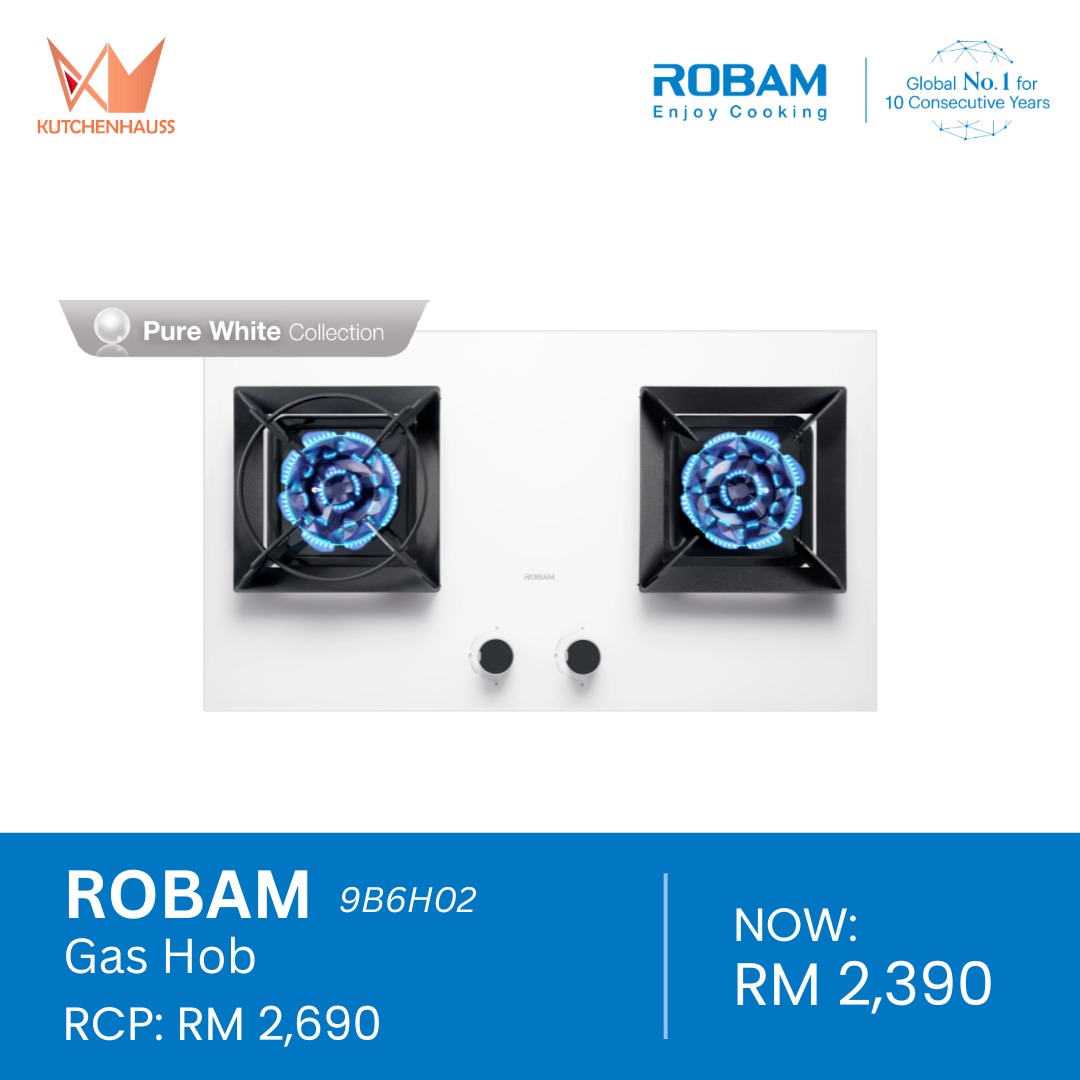 ROBAM - 2 Burners Gas Hob with FireCube Technology (White Pearl Collection) | 9B6H02