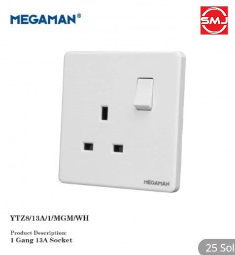 Megaman YTZ8/13A/1/MGM/WH 13A 1 Gang Switch (White)