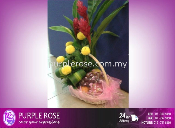 Flowers Fruits28-SGD64 Flowers Fruits Johor Bahru (JB), Malaysia, Singapore Supply, Supplier, Delivery | Purple Rose Florist & Gifts