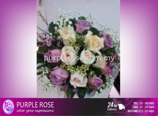 Wedding Bouquet05(SGD40) Wedding/Bridal Bouquet Johor Bahru (JB), Malaysia, Singapore Supply, Supplier, Delivery | Purple Rose Florist & Gifts