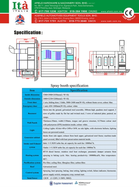 spray booth isaki ah cai Spray Booth Malaysia, Petaling Jaya (PJ), Selangor. Supplier, Suppliers, Supply, Supplies | Afield Hardware & Machinery Sdn Bhd