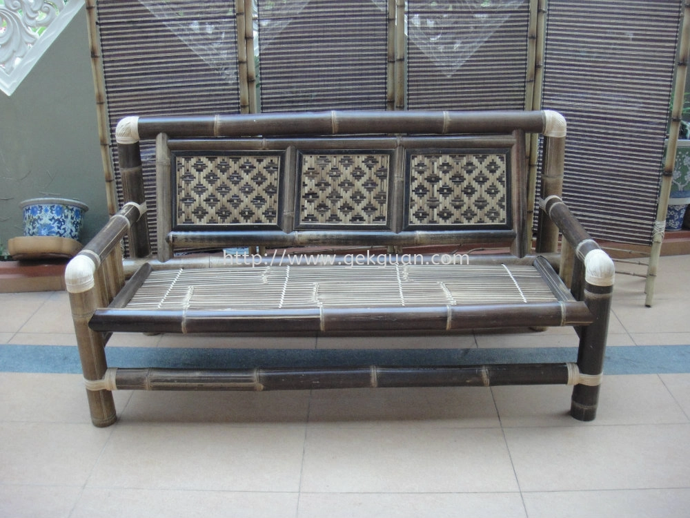 BSOF 006 - 3 SEATER BAMBOO BENCH (BLACK)