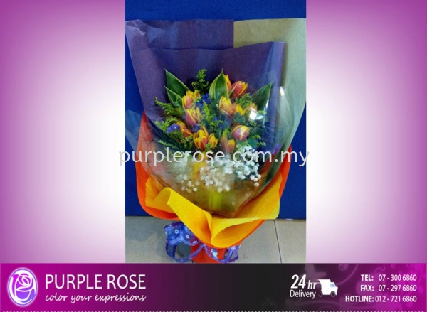 Lillies/Tulips bouquet 13(SGD76) Lillies/Tulips Johor Bahru (JB), Malaysia, Singapore Supply, Supplier, Delivery | Purple Rose Florist & Gifts