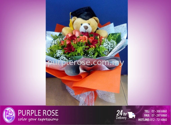 Graduation Bouquet Set 41(SGD76) Graduation Bouquet Johor Bahru (JB), Malaysia, Singapore Supply, Supplier, Delivery | Purple Rose Florist & Gifts