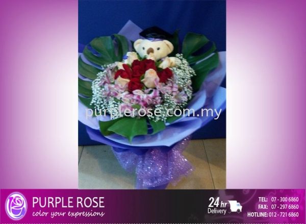 Graduation Bouquet Set 39(SGD76) Graduation Bouquet Johor Bahru (JB), Malaysia, Singapore Supply, Supplier, Delivery | Purple Rose Florist & Gifts