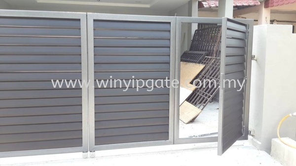 Mild Steel Metal Folding Gate and Fully Aluminum Wood Plate with Po Mild Steel Metal Folding Gate and Fully Aluminum Wood Plate with Po Selangor, Malaysia, Balakong, Kuala Lumpur (KL) Service, Supplier, Supply, Installation | Win Yip Gate & Roof Sdn Bhd