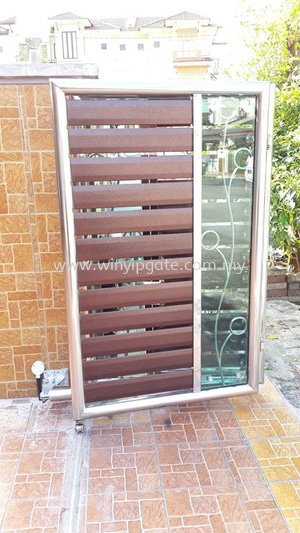 Stainless Steel 13F Folding Gate and Aluminum Wood Plate @ Tempered Stainless Steel 13F Folding Gate and Aluminum Wood Plate @ Tempered Selangor, Malaysia, Balakong, Kuala Lumpur (KL) Service, Supplier, Supply, Installation | Win Yip Gate & Roof Sdn Bhd