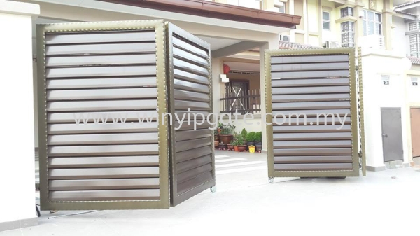 Wrought Iron Metal Folding Gate and Fully Aluminum Wood Plate Black Wrought Iron Metal Folding Gate and Fully Aluminum Wood Plate Black Selangor, Malaysia, Balakong, Kuala Lumpur (KL) Service, Supplier, Supply, Installation | Win Yip Gate & Roof Sdn Bhd