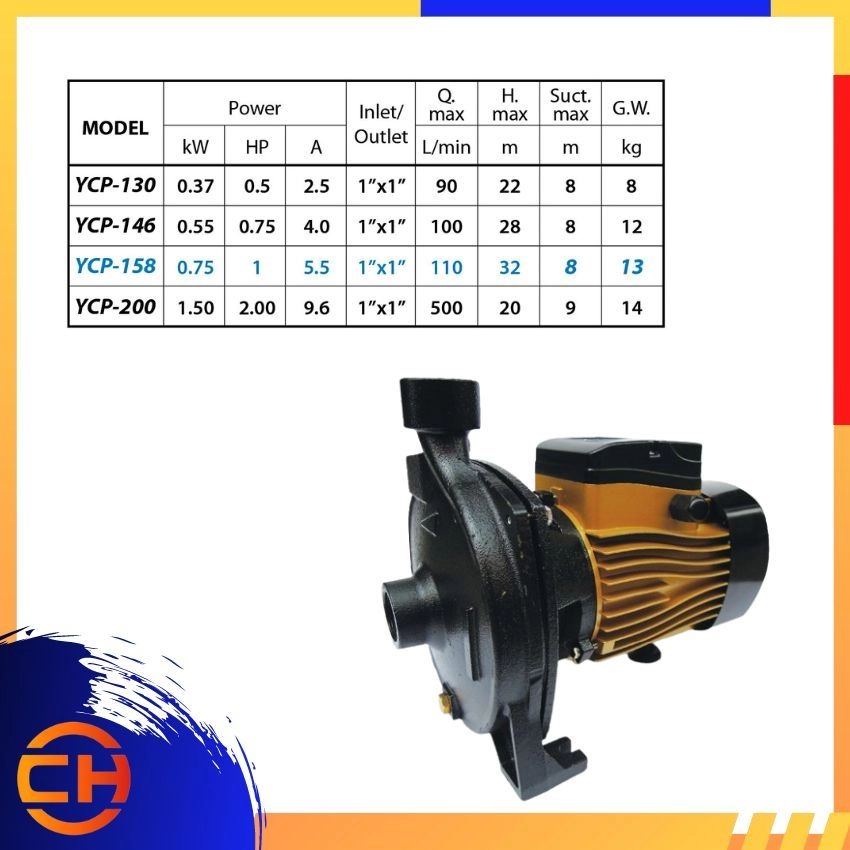 TADO YCP SERIES  YCP - 130 / YCP - 146 / YCP - 158 / YCP - 200  CENTRIFUGAL PUMP 