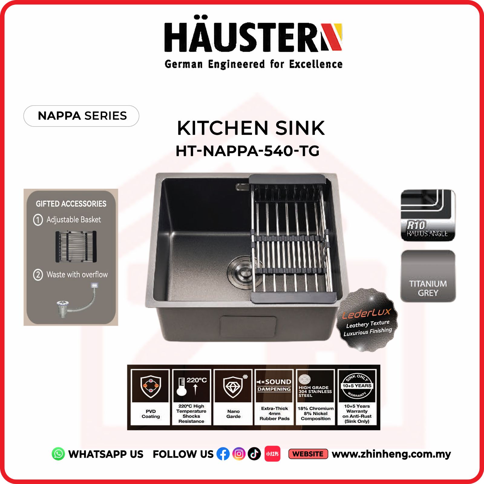 HAUSTERN NAPPA KITCHEN SINK HT-NAPPA-540-TG