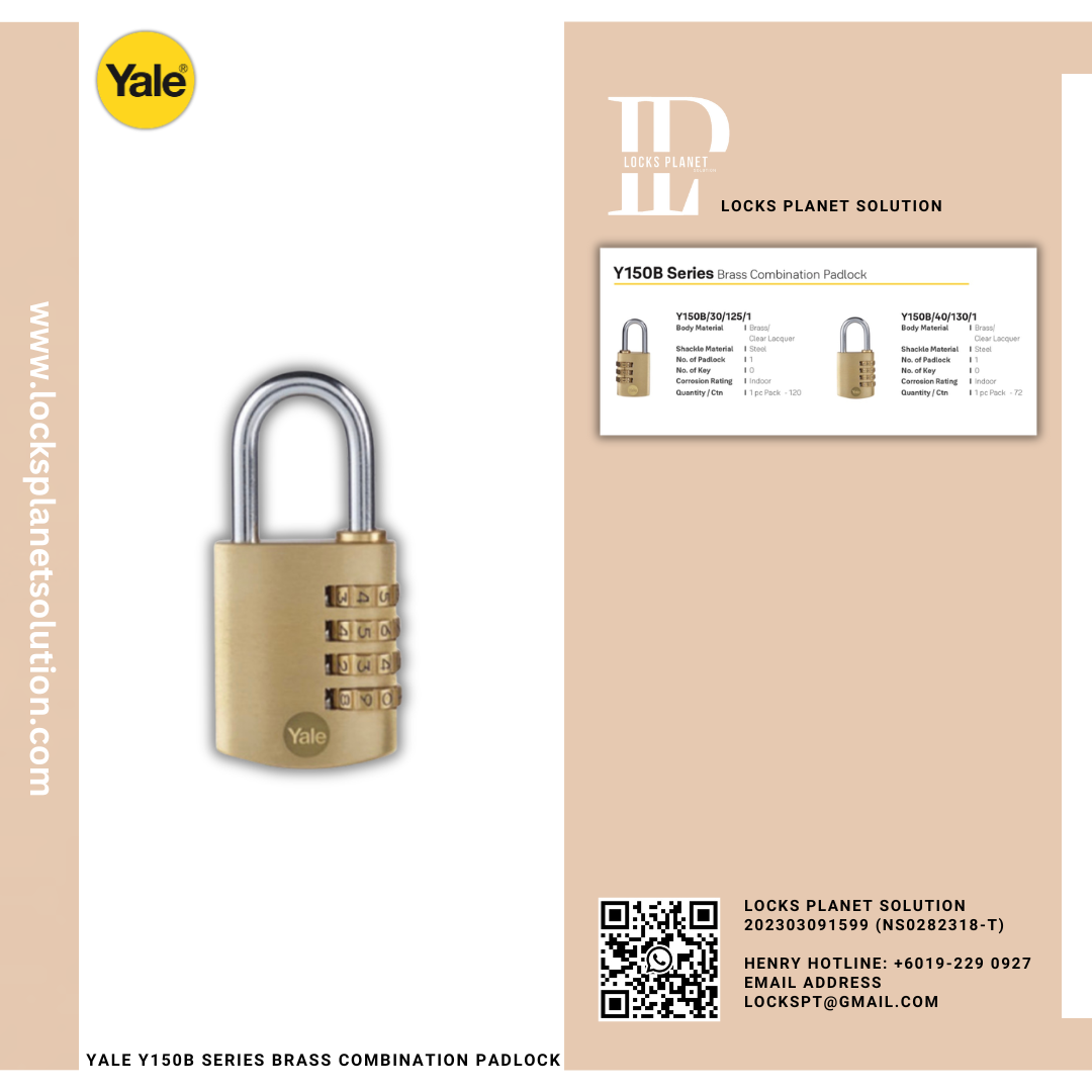 YALE Y150B SERIES BRASS COMBINATION PADLOCK