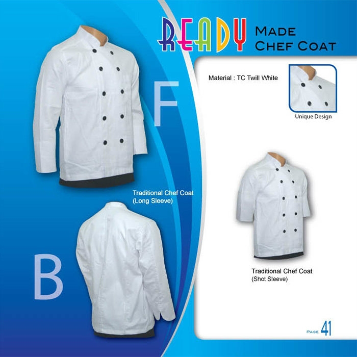 Traditional Chef Coat (Long Sleeve) Chef Coat Ready Made Johor Bahru JB  Malaysia Uniforms Manufacturer, Design