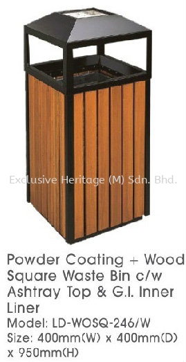 LD-WOSQ-246W POWDER COATING WITH WOOD WASTE OUTDOOR BINS POWDER COATING AND WOOD WASTE BINS  Selangor, Seri Kembangan, Malaysia supplier | Exclusive Heritage (M) Sdn Bhd