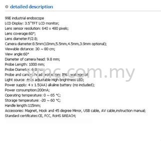 MODEL Industrial Endoscope  Seremban, Negeri Sembilan, Malaysia. Supplier, Suppliers, Supply, Supplies | YMC Industrial Supply Sdn Bhd