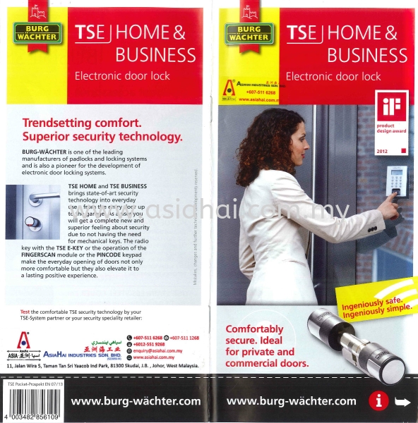 New Products - BURG WACHTER - Electronic Door Lock Burg-Wachter Johor Bahru, JB, Malaysia, Singapore, Taman Tan Sri Yaacob, Taman Ekoperniagaan Supply, Supplier, Suppliers | Asiahai Industries Sdn Bhd