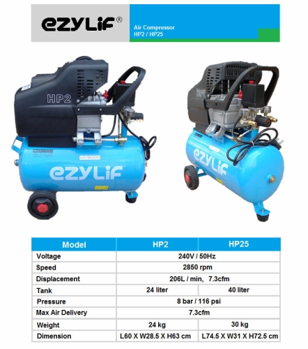 EZYLIF Portable air compressor 2HP 24L