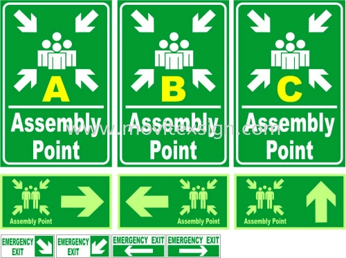 Assembly point area/in board or 3M Vinyl or Night Glow Sticker