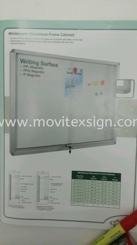 White  board with Glass door n lock 