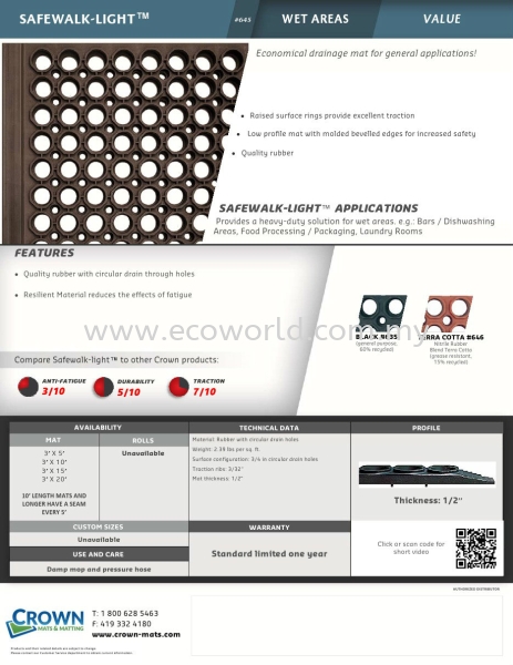 Safe Walk Light Catalog Safe Walk Light Industrial Rubber Mat Malaysia, Johor Bahru (JB) Supplier, Supply, Supplies | ECO WORLD HYGIENE (M) SDN BHD