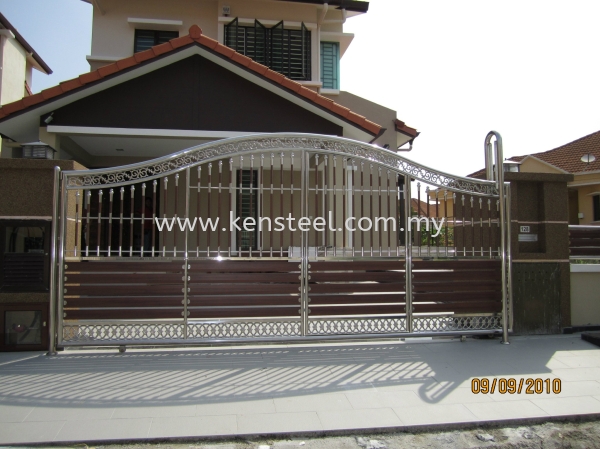 wood colour main gate  2 Stainless Steel Wood Colour Main Gate Seri Kembangan, Selangor, Kuala Lumpur, KL, Malaysia. Supplier, Suppliers, Supplies, Supply | Kensteel