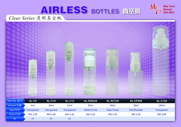 Clear Series AIRLESS BOTTLE Reserve Bottle  Cosmetic Bottle Malaysia, Johor Bahru (JB) Supplier, Suppliers, Supply, Supplies | Mee Teck Beauty Sdn. Bhd.