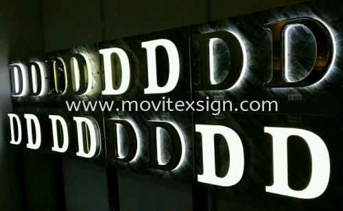 3D stainless steel and acrylic sign night effects samples design