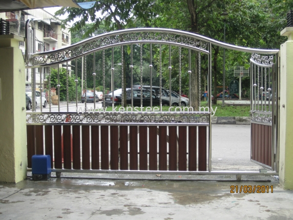 wood colour main gate41 Stainless Steel Wood Colour Main Gate Seri Kembangan, Selangor, Kuala Lumpur, KL, Malaysia. Supplier, Suppliers, Supplies, Supply | Kensteel