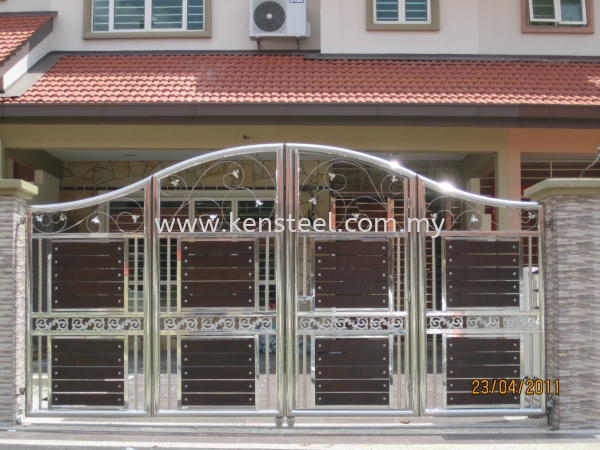 wood colour main gate42 Stainless Steel Wood Colour Main Gate Seri Kembangan, Selangor, Kuala Lumpur, KL, Malaysia. Supplier, Suppliers, Supplies, Supply | Kensteel