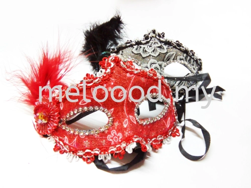 Lace Half Eye Mask with Feather - 2014 0405