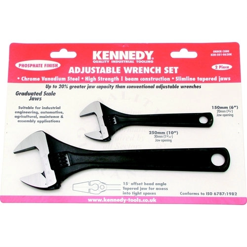 6"/10" PHOSPHATE FINISH ADJUSTABLE WRENCH SET