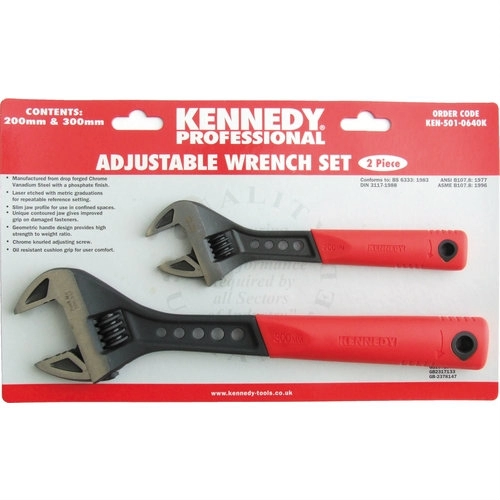 8"/12" SOFT GRIP PHOSPHATE FINISH ADJ. WRENCH SET