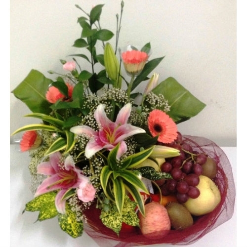 Fruit & Gerbera,Lily Basket (FB-013) Fruit Basket Kuala Lumpur (KL), Selangor, Malaysia Supplier, Suppliers, Supply, Supplies | Shirley Florist