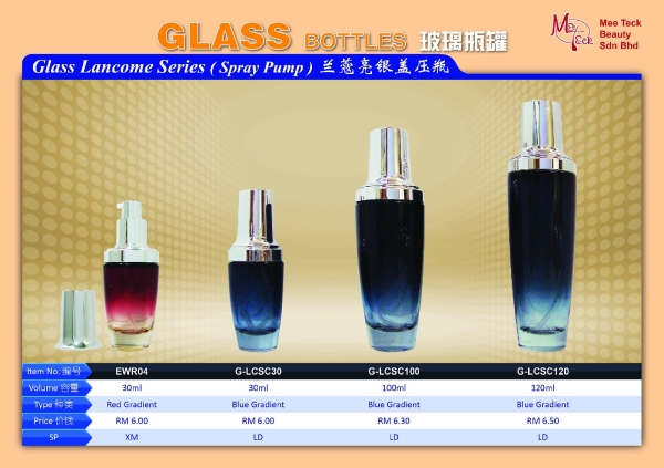 Glass Lancome Series (Spray Pump) GLASS BOTTLE SERIES Reserve Bottle  Cosmetic Bottle Malaysia, Johor Bahru (JB) Supplier, Suppliers, Supply, Supplies | Mee Teck Beauty Sdn. Bhd.