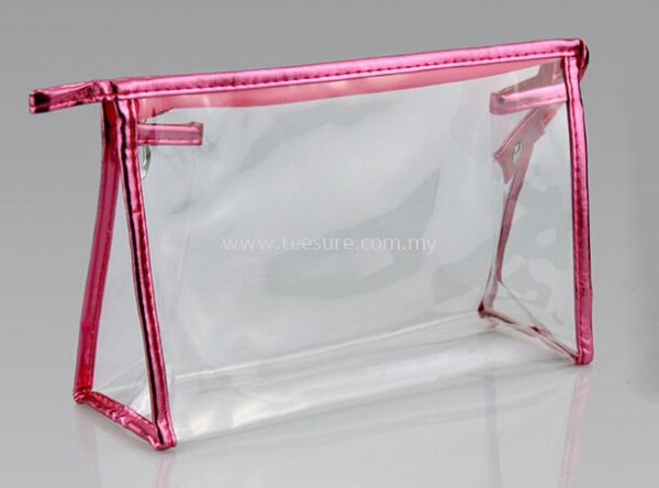 Transparent with Hot Pink line Cosmetic Pouch cosmetic pouch Bag Malaysia, Selangor, Puchong Supplier Supply Manufacturer | Tee Sure Sdn Bhd