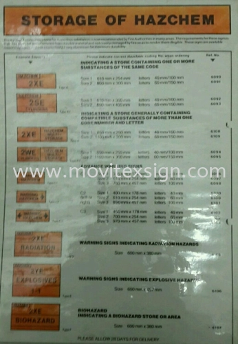 Hazchem label sign normal  or  3m reflective 